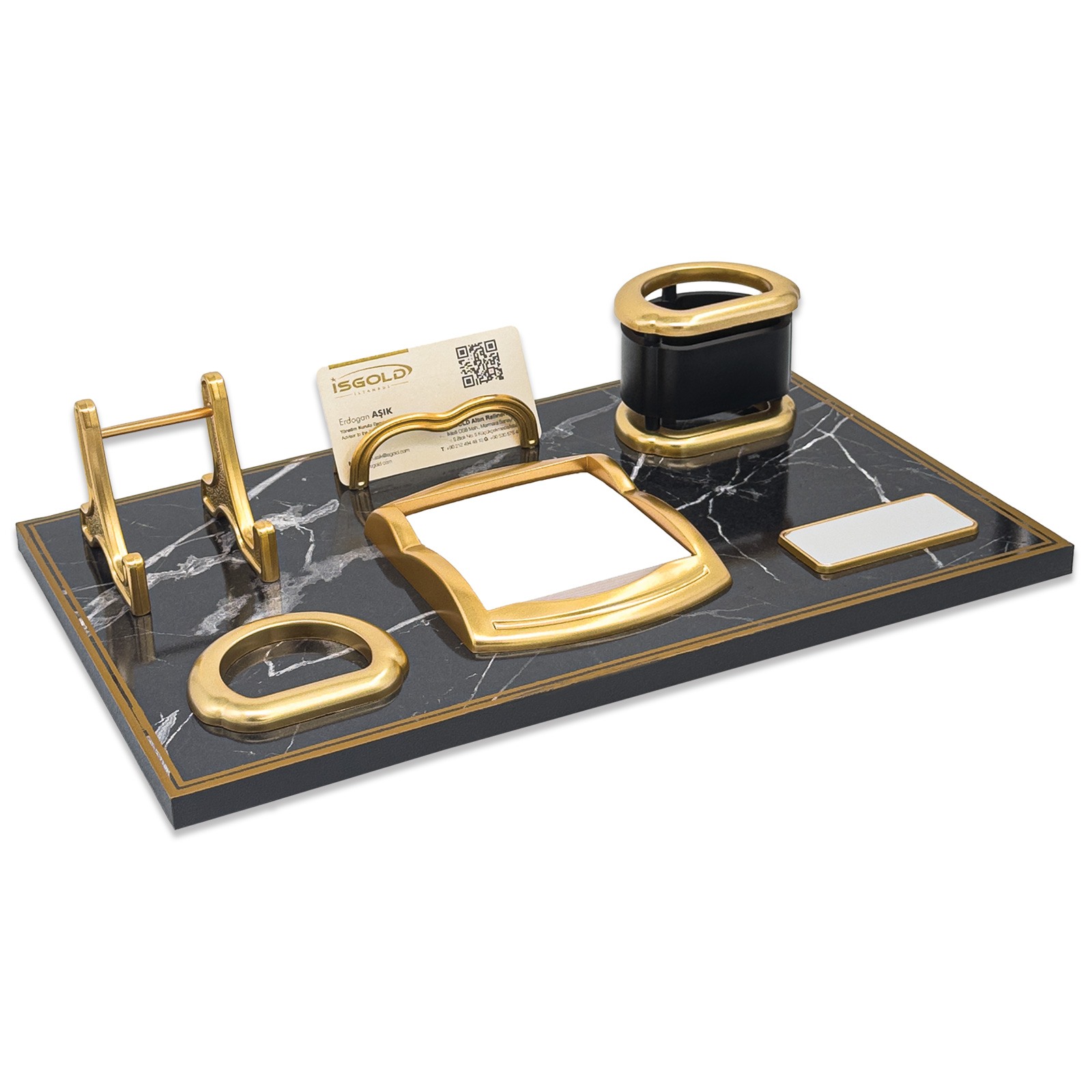 4878 ASİL SİYAH-GÜMÜŞ MERMER DESENLİ MASA SETİ