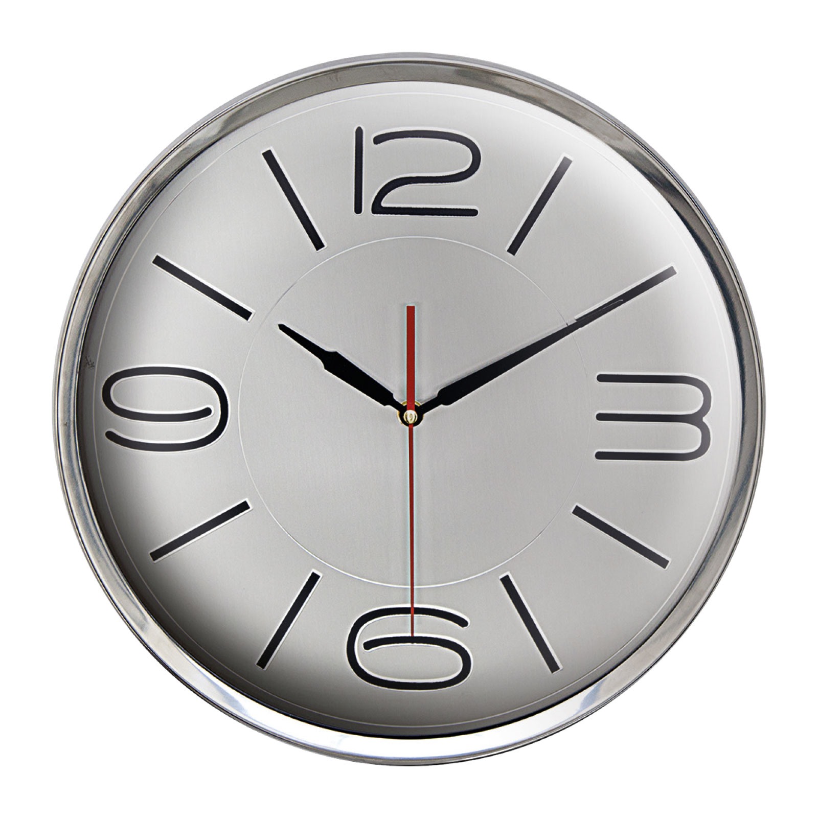 ATHENA305 GÜMÜŞ METAL ÇERÇEVE DUVAR SAATİ (360 MM)