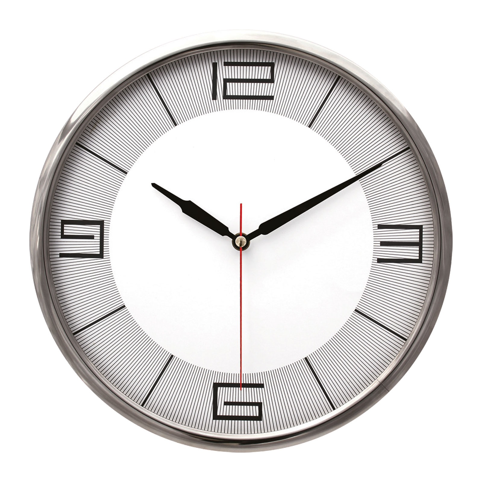 5019 THOR707 SİYAH-GÜMÜŞ METAL ÇERÇEVE DUVAR SAATİ (320MM)